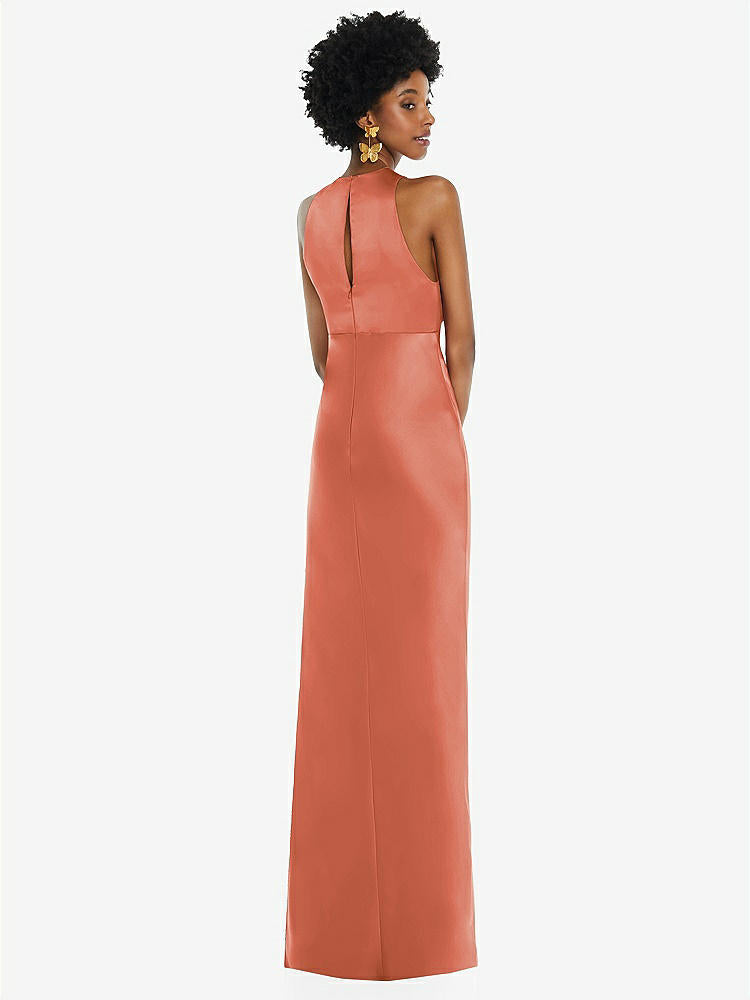 【STYLE: LB043】Jewel Neck Sleeveless Maxi Dress with Bias Skirt【COLOR: Terracotta Copper】