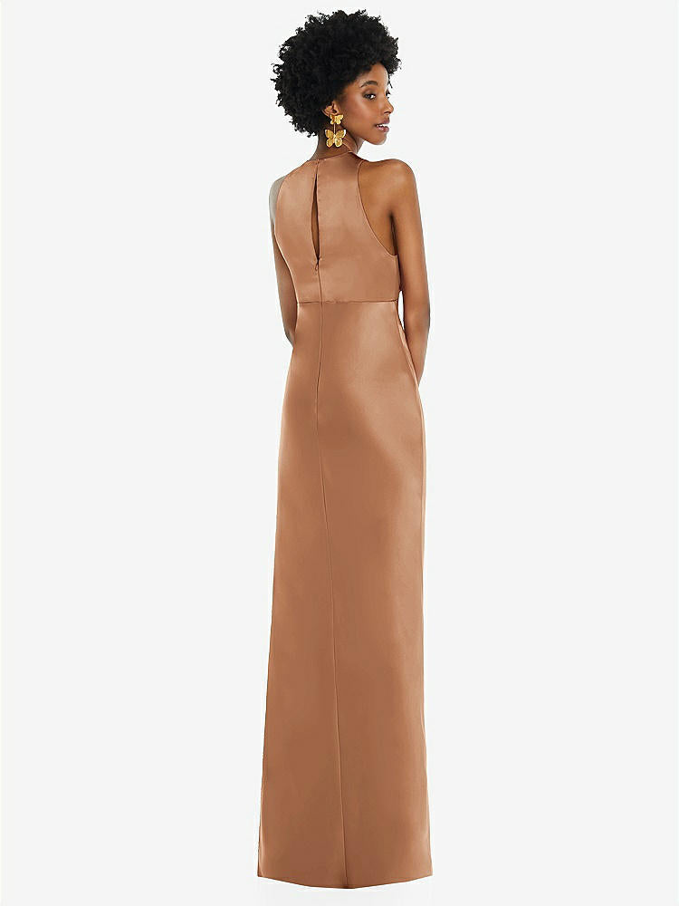 【STYLE: LB043】Jewel Neck Sleeveless Maxi Dress with Bias Skirt【COLOR: Toffee】