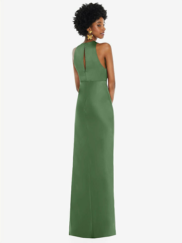 【STYLE: LB043】Jewel Neck Sleeveless Maxi Dress with Bias Skirt【COLOR: Vineyard Green】