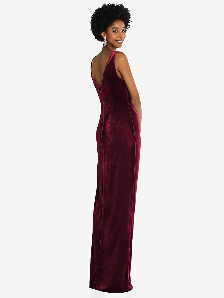 【NEW】【STYLE: 6861】ドレープ スカート フェイク ラップ ベルベット マキシ ドレス【COLOR: Cabernet】【SIZE: 00-30W】
