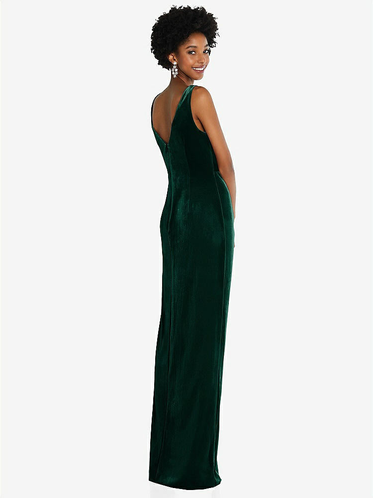 【STYLE: 6861】Draped Skirt Faux Wrap Velvet Maxi Dress【COLOR: Evergreen】