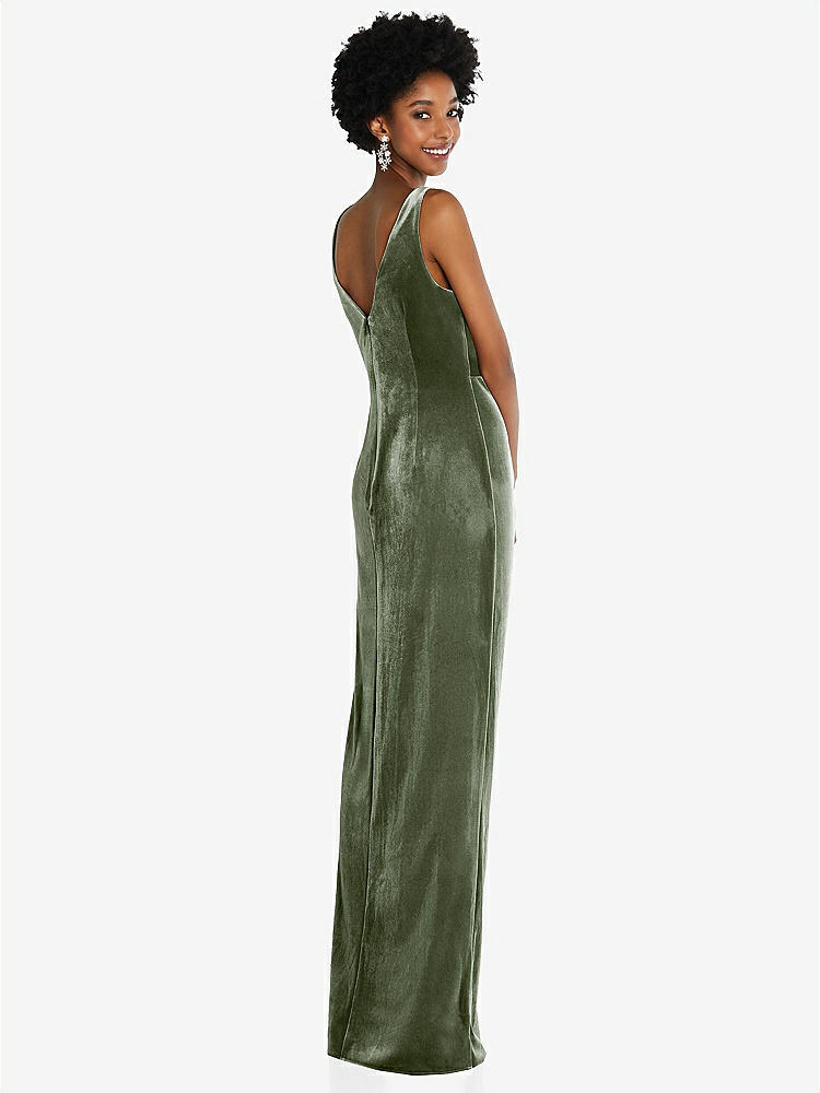 【STYLE: 6861】Draped Skirt Faux Wrap Velvet Maxi Dress【COLOR: Sage】