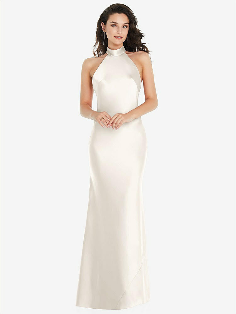 【STYLE: 8223】Scarf Tie High-Neck Halter Maxi Slip Dress【COLOR: Ivory】