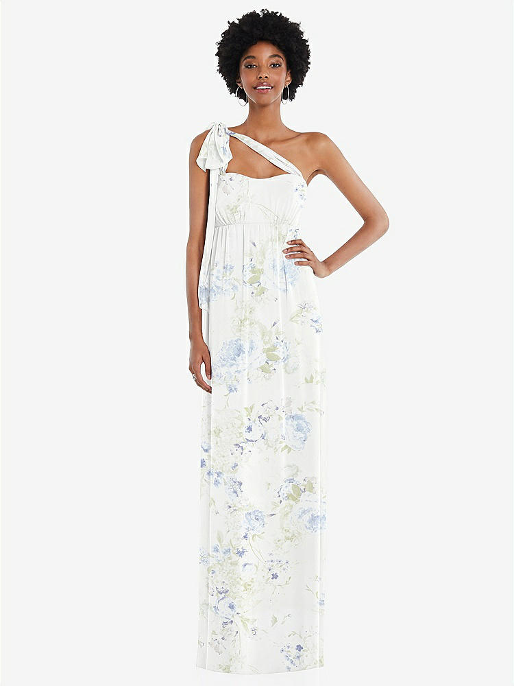 【STYLE: 1564】Convertible Tie-Shoulder Empire Waist Maxi Dress【COLOR: Bleu Garden】