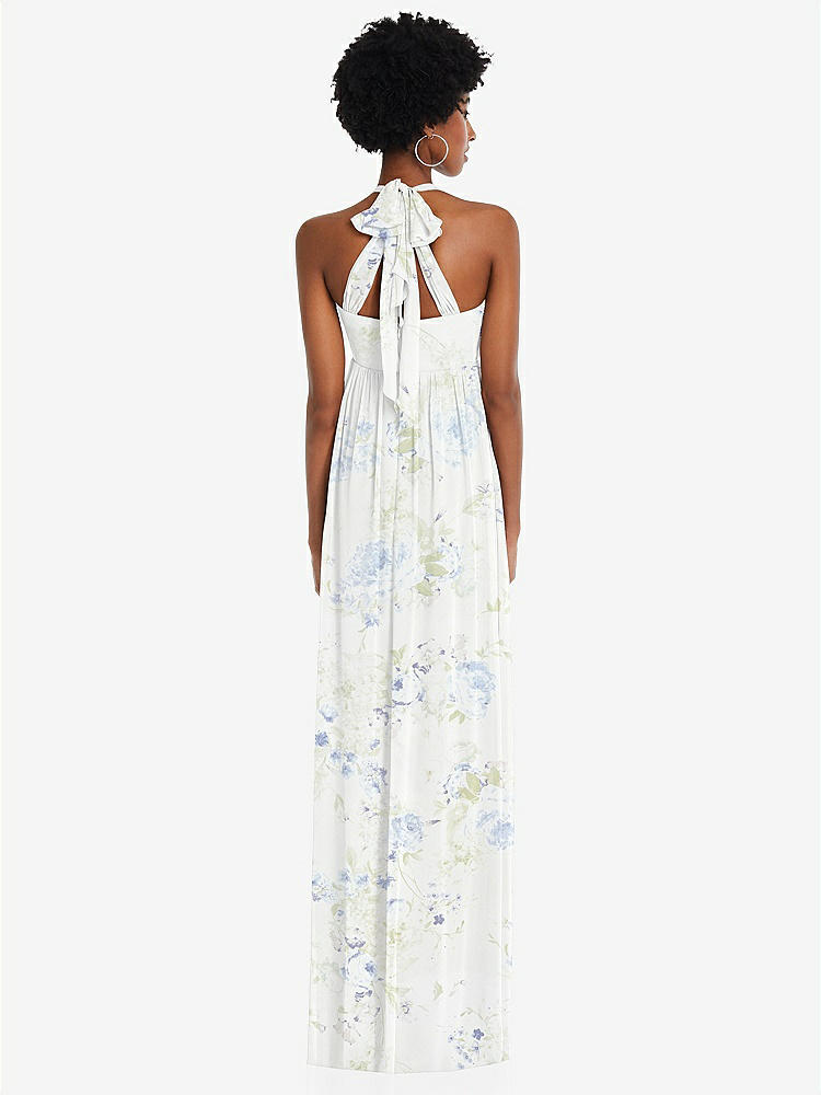 【STYLE: 1564】Convertible Tie-Shoulder Empire Waist Maxi Dress【COLOR: Bleu Garden】