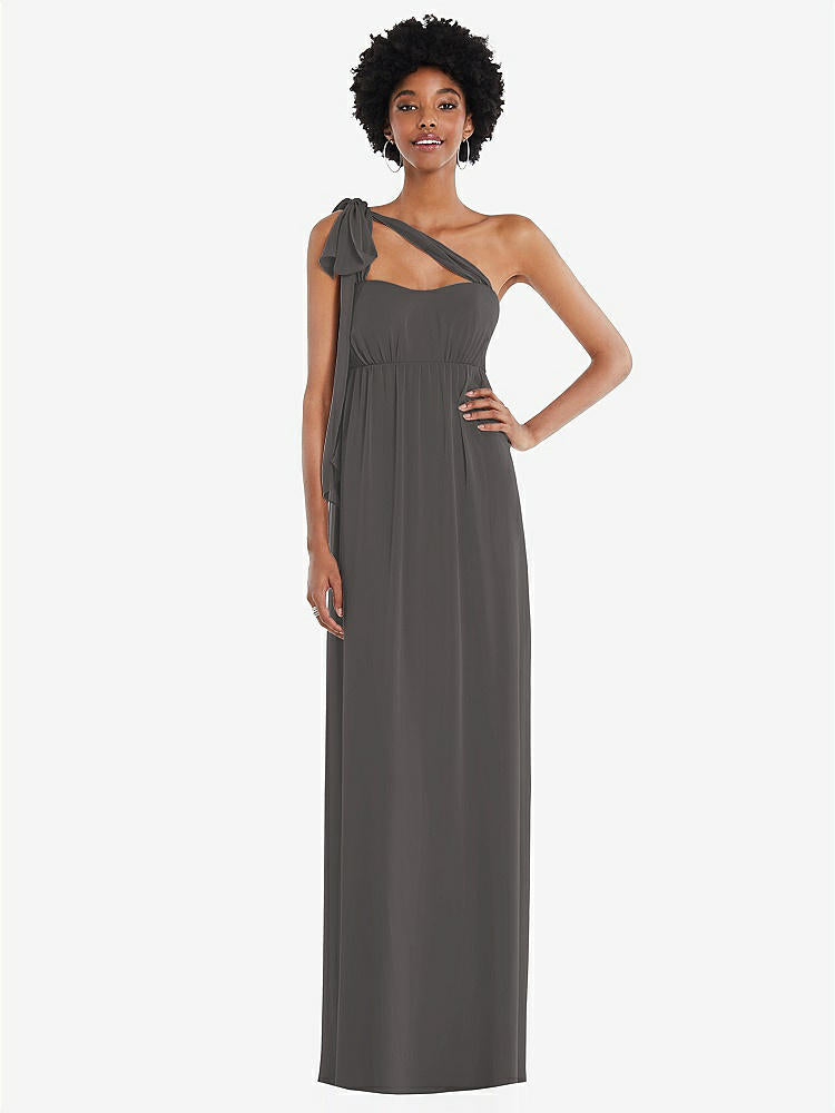 【STYLE: 1564】Convertible Tie-Shoulder Empire Waist Maxi Dress【COLOR: Caviar Gray】