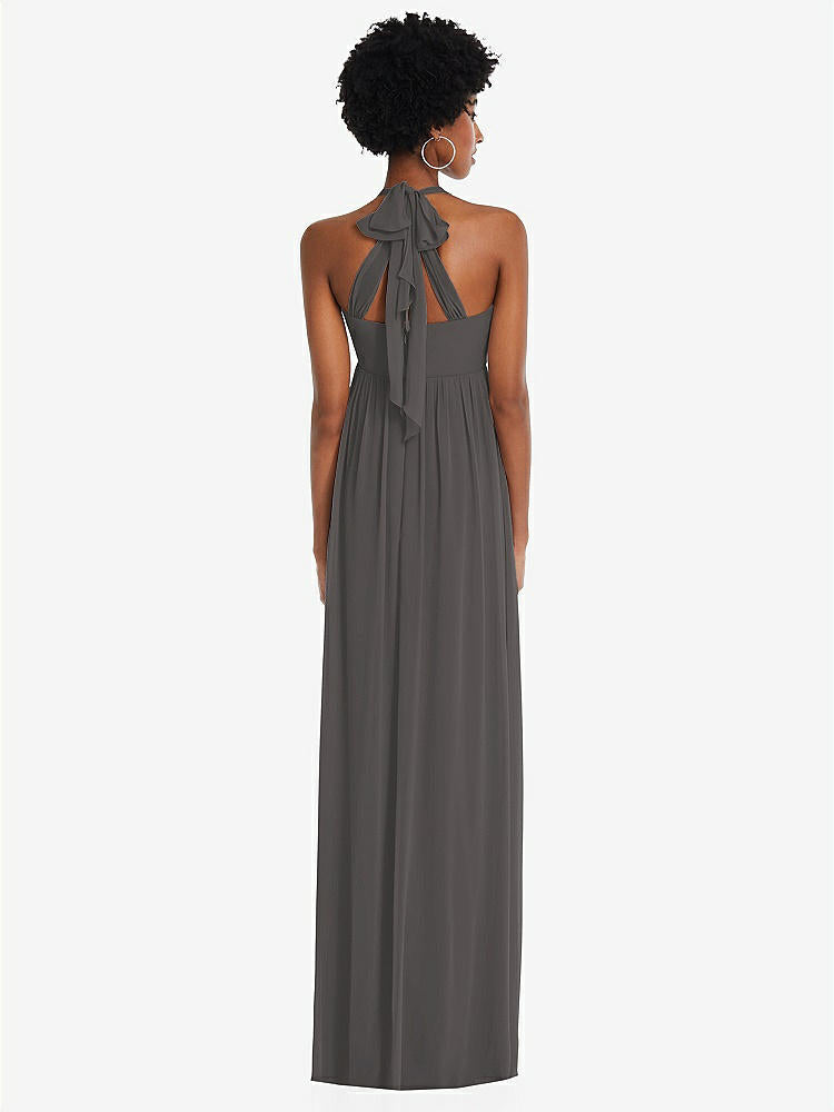 【STYLE: 1564】Convertible Tie-Shoulder Empire Waist Maxi Dress【COLOR: Caviar Gray】