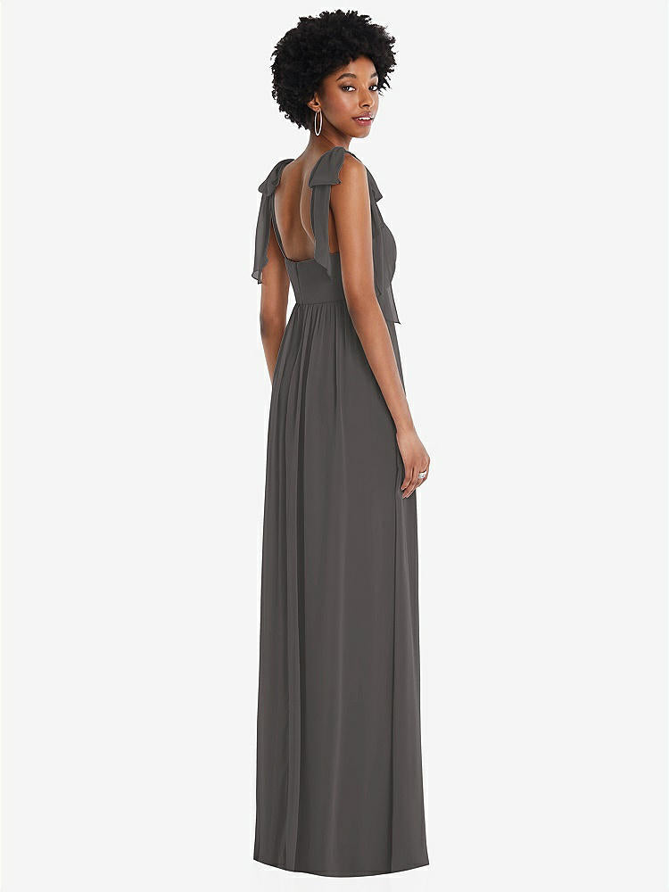 【STYLE: 1564】Convertible Tie-Shoulder Empire Waist Maxi Dress【COLOR: Caviar Gray】