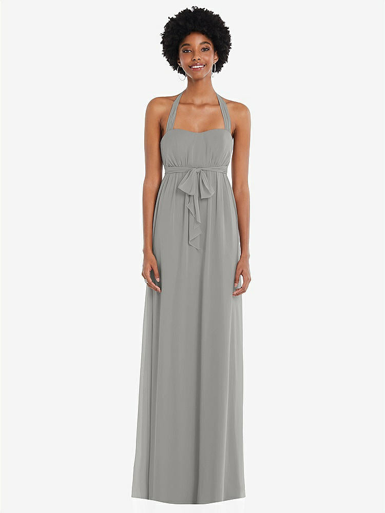 【STYLE: 1564】Convertible Tie-Shoulder Empire Waist Maxi Dress【COLOR: Chelsea Gray】