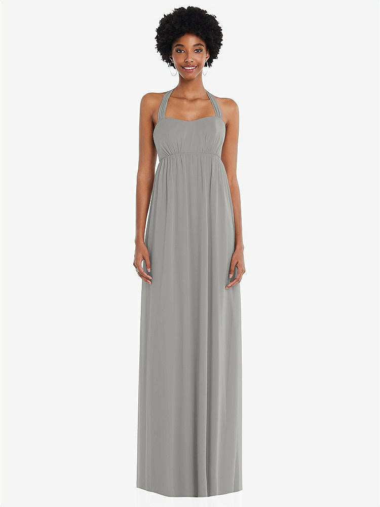 【STYLE: 1564】Convertible Tie-Shoulder Empire Waist Maxi Dress【COLOR: Chelsea Gray】