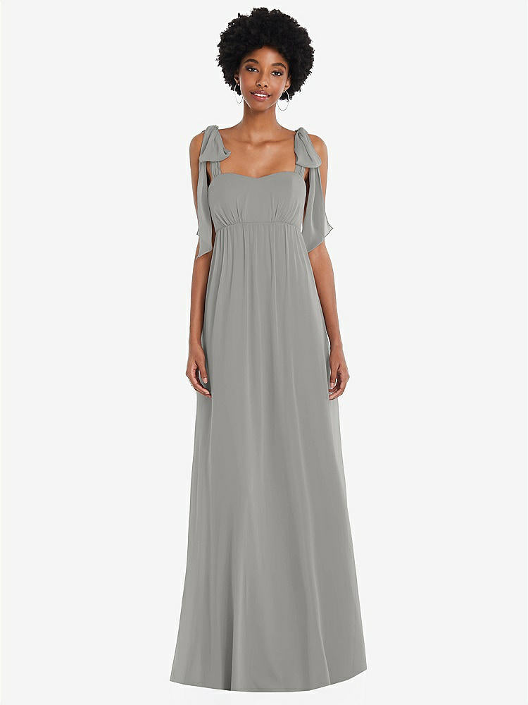 【STYLE: 1564】Convertible Tie-Shoulder Empire Waist Maxi Dress【COLOR: Chelsea Gray】