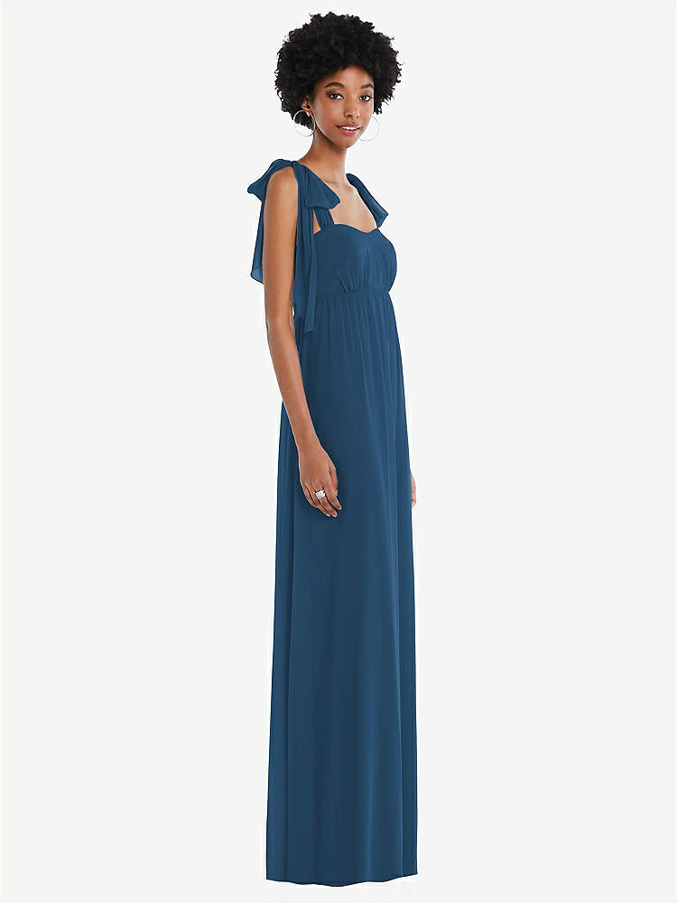 【NEW】【STYLE: 1564】コンバーチブル タイショルダー 帝国 ウエスト マキシ ドレス【COLOR: Dusk Blue】【SIZE: 00-30W】
