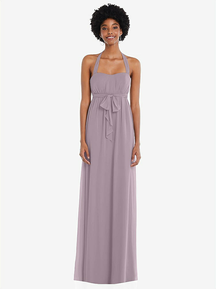 【STYLE: 1564】Convertible Tie-Shoulder Empire Waist Maxi Dress【COLOR: Lilac Dusk】