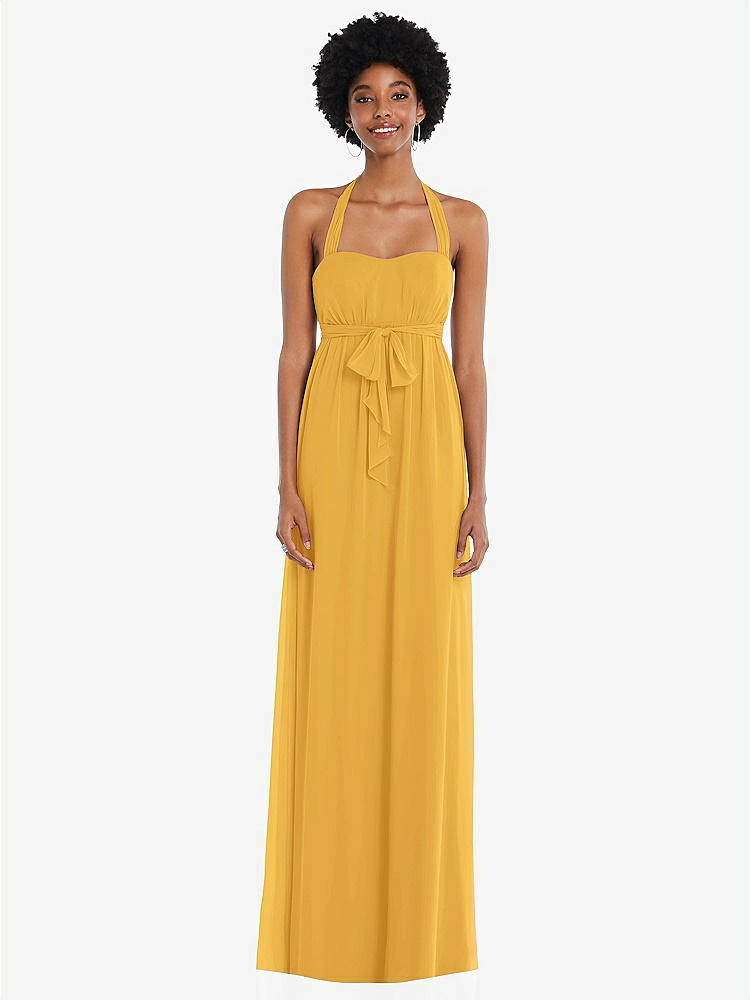 【STYLE: 1564】Convertible Tie-Shoulder Empire Waist Maxi Dress【COLOR: NYC Yellow】