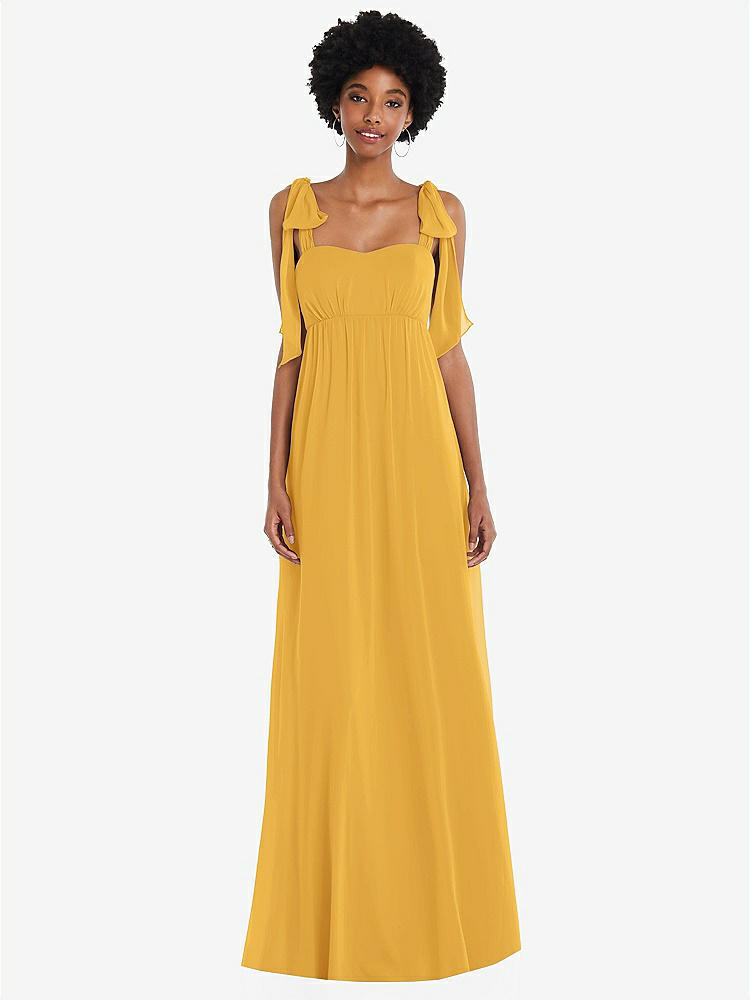 【STYLE: 1564】Convertible Tie-Shoulder Empire Waist Maxi Dress【COLOR: NYC Yellow】
