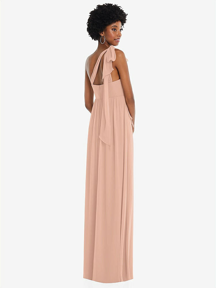 【STYLE: 1564】Convertible Tie-Shoulder Empire Waist Maxi Dress【COLOR: Pale Peach】