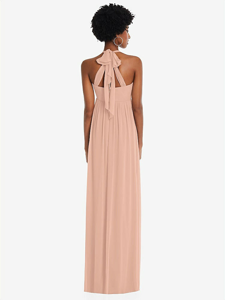 【STYLE: 1564】Convertible Tie-Shoulder Empire Waist Maxi Dress【COLOR: Pale Peach】