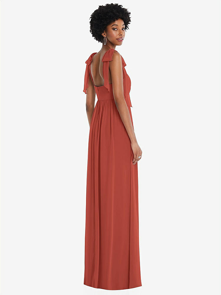 【STYLE: 1564】Convertible Tie-Shoulder Empire Waist Maxi Dress【COLOR: Amber Sunset】