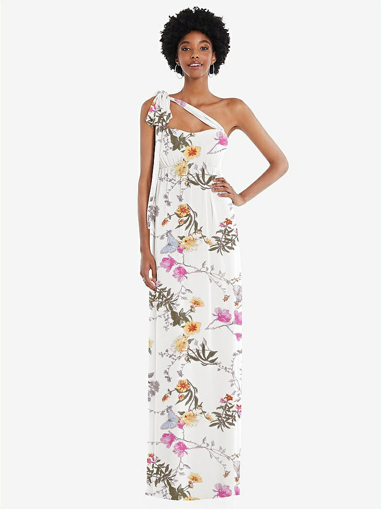 【NEW】【STYLE: 1564】コンバーチブル タイショルダー 帝国 ウエスト マキシ ドレス【COLOR: Butterfly Botanica Ivory】【SIZE: 00-30W】