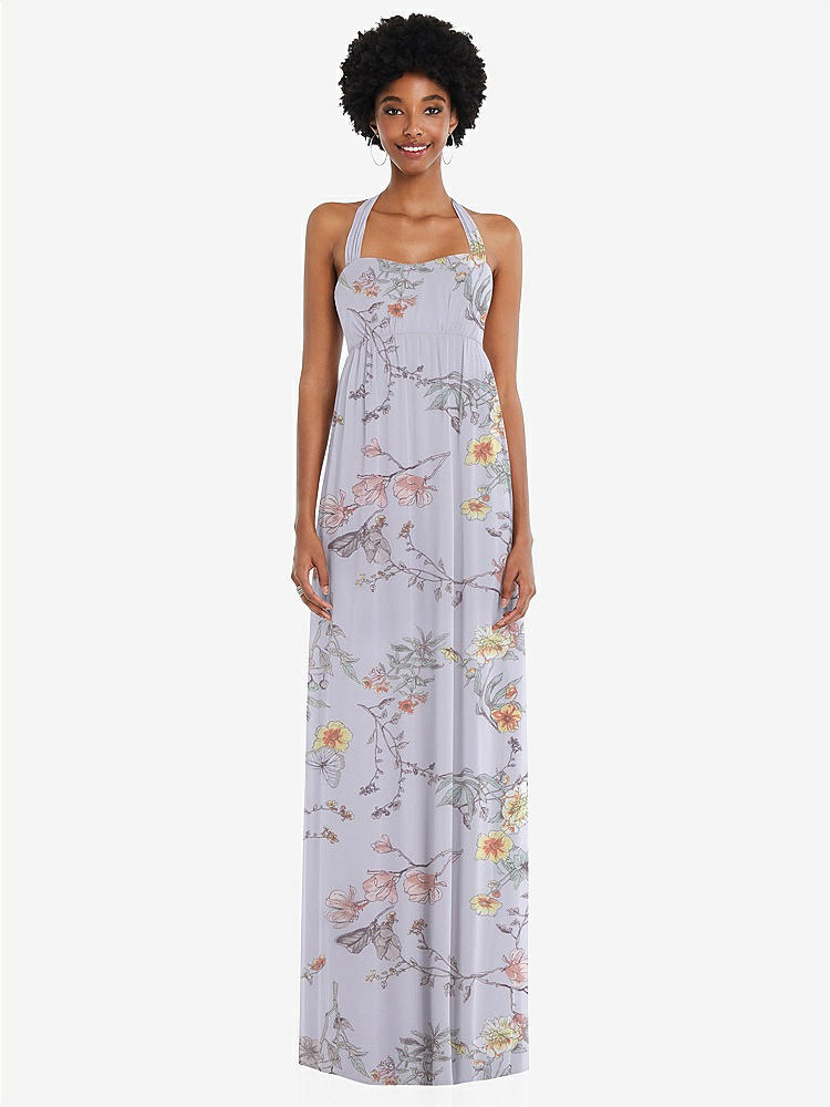 【STYLE: 1564】Convertible Tie-Shoulder Empire Waist Maxi Dress【COLOR: Butterfly Botanica Silver Dove】