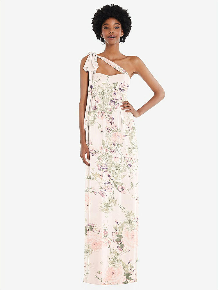 【STYLE: 1564】Convertible Tie-Shoulder Empire Waist Maxi Dress【COLOR: Blush Garden】