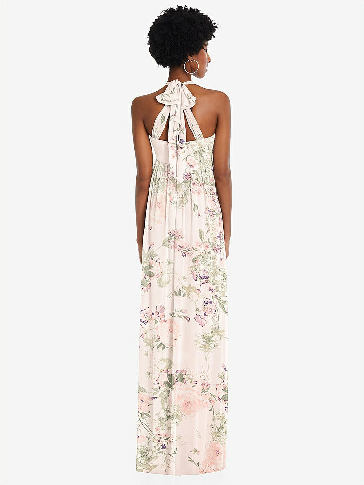 【STYLE: 1564】Convertible Tie-Shoulder Empire Waist Maxi Dress【COLOR: Blush Garden】