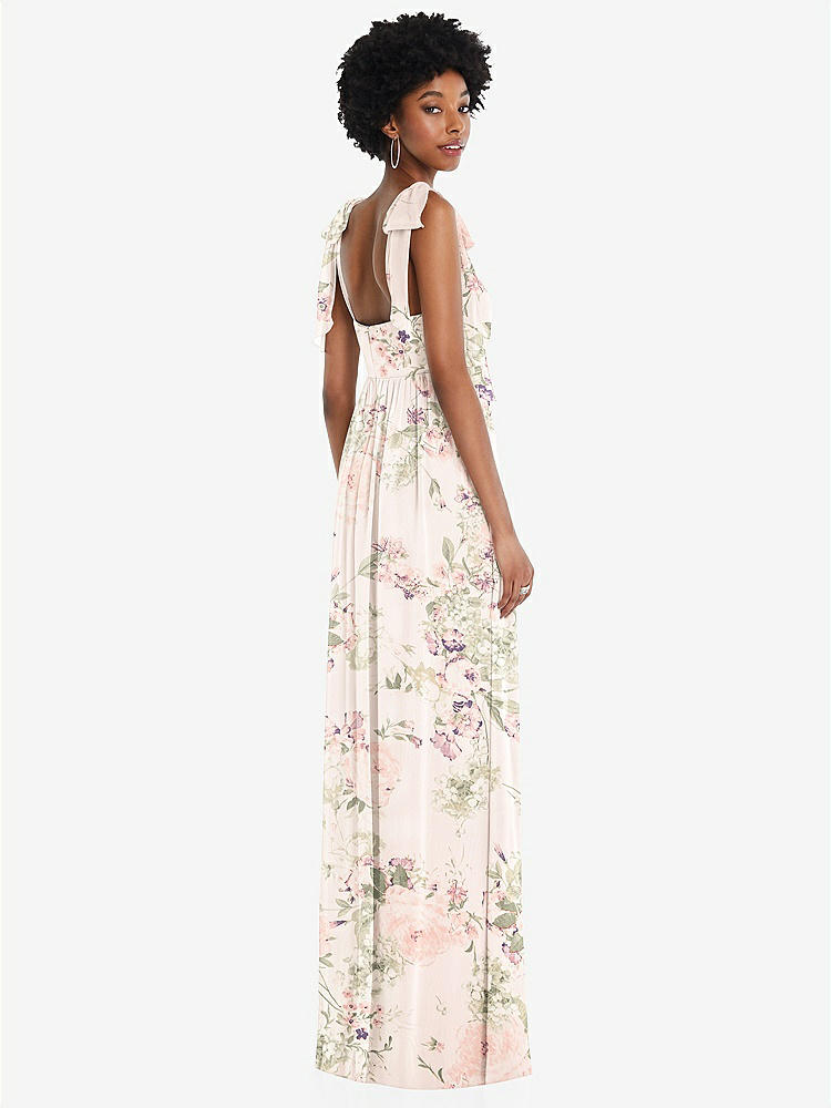 【STYLE: 1564】Convertible Tie-Shoulder Empire Waist Maxi Dress【COLOR: Blush Garden】
