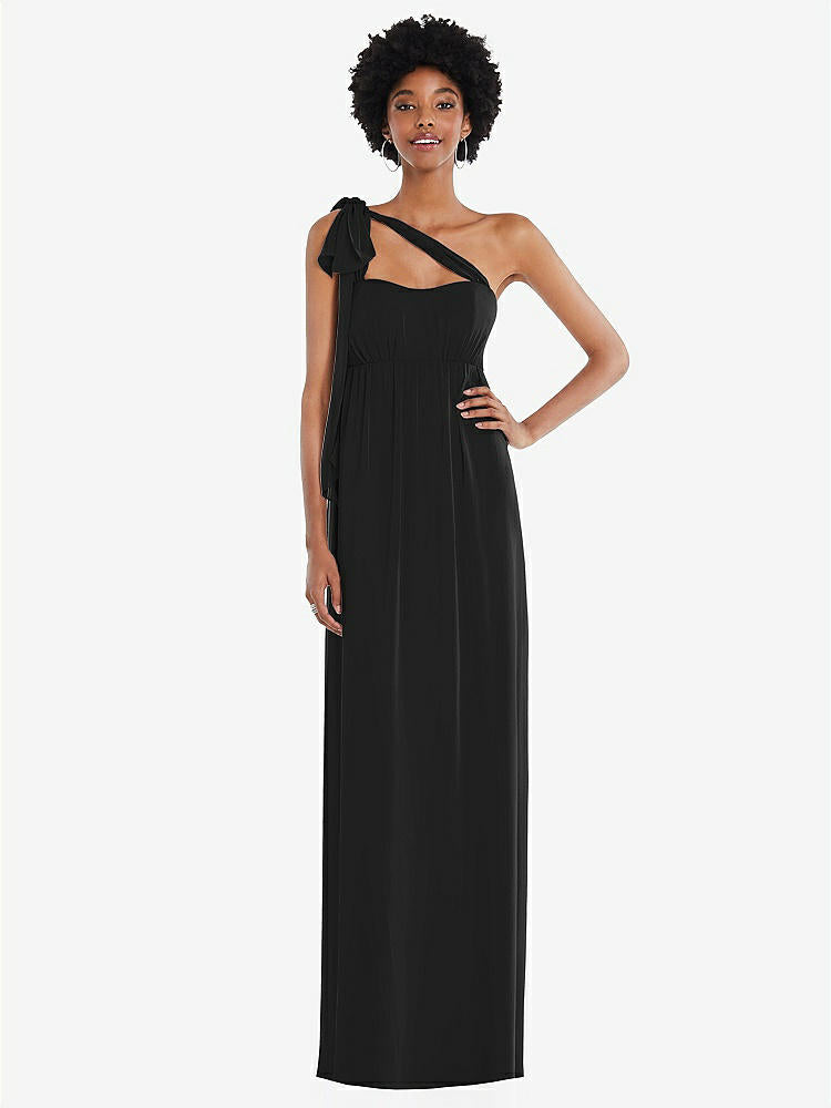 【STYLE: 1564】Convertible Tie-Shoulder Empire Waist Maxi Dress【COLOR: Black】