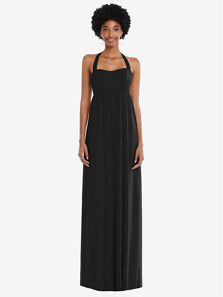 【STYLE: 1564】Convertible Tie-Shoulder Empire Waist Maxi Dress【COLOR: Black】
