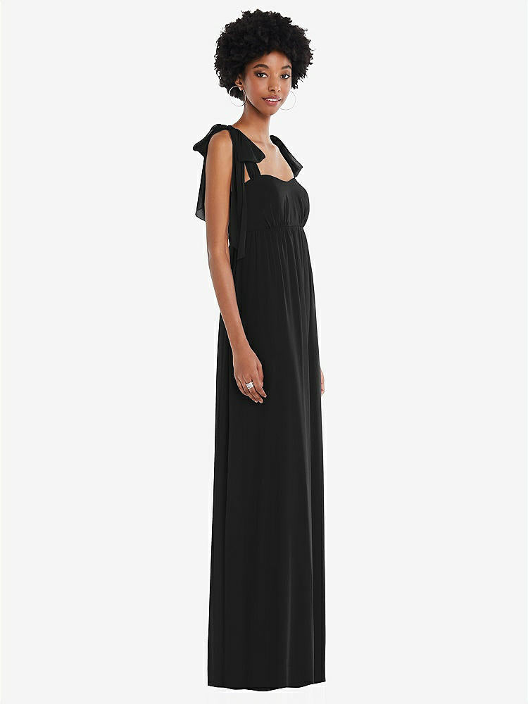 【STYLE: 1564】Convertible Tie-Shoulder Empire Waist Maxi Dress【COLOR: Black】