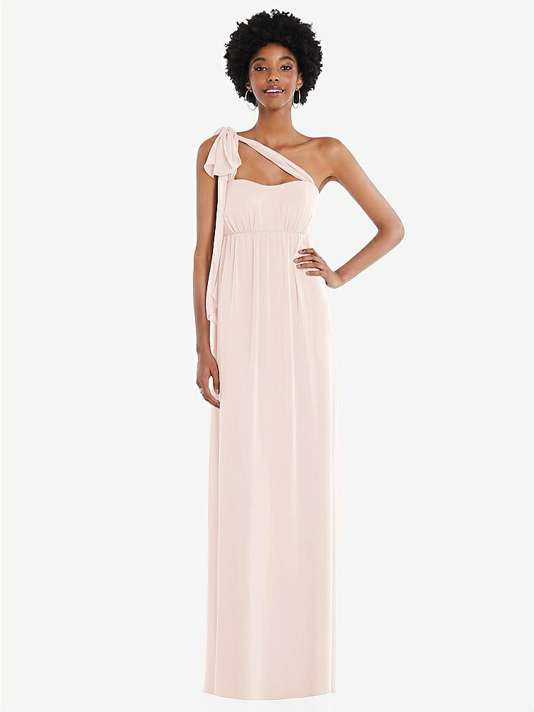 【STYLE: 1564】Convertible Tie-Shoulder Empire Waist Maxi Dress【COLOR: Blush】