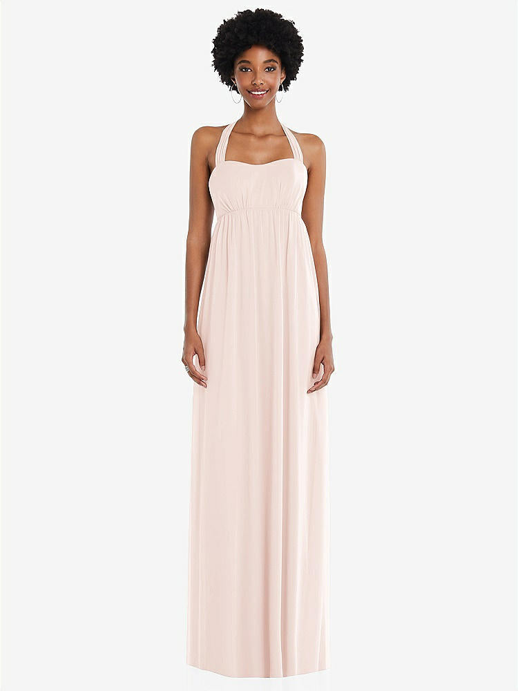 【STYLE: 1564】Convertible Tie-Shoulder Empire Waist Maxi Dress【COLOR: Blush】