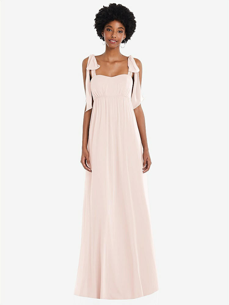 【STYLE: 1564】Convertible Tie-Shoulder Empire Waist Maxi Dress【COLOR: Blush】