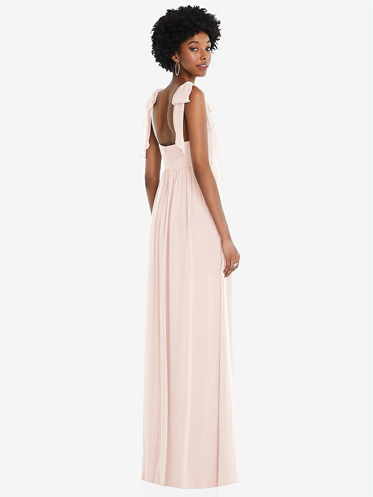 【STYLE: 1564】Convertible Tie-Shoulder Empire Waist Maxi Dress【COLOR: Blush】