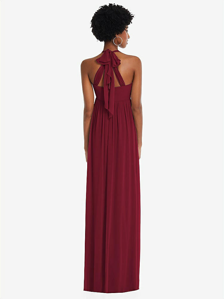 【NEW】【STYLE: 1564】コンバーチブル タイショルダー 帝国 ウエスト マキシ ドレス【COLOR: Burgundy】【SIZE: 00-30W】