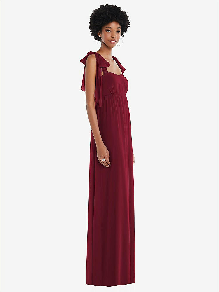【NEW】【STYLE: 1564】コンバーチブル タイショルダー 帝国 ウエスト マキシ ドレス【COLOR: Burgundy】【SIZE: 00-30W】