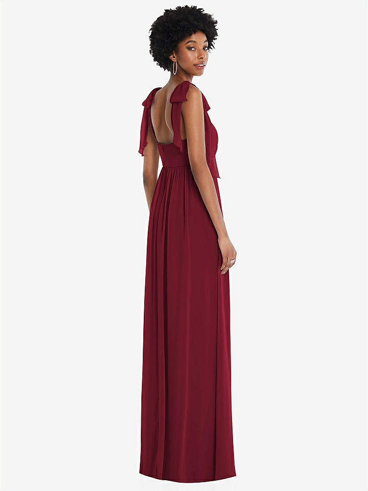 【NEW】【STYLE: 1564】コンバーチブル タイショルダー 帝国 ウエスト マキシ ドレス【COLOR: Burgundy】【SIZE: 00-30W】