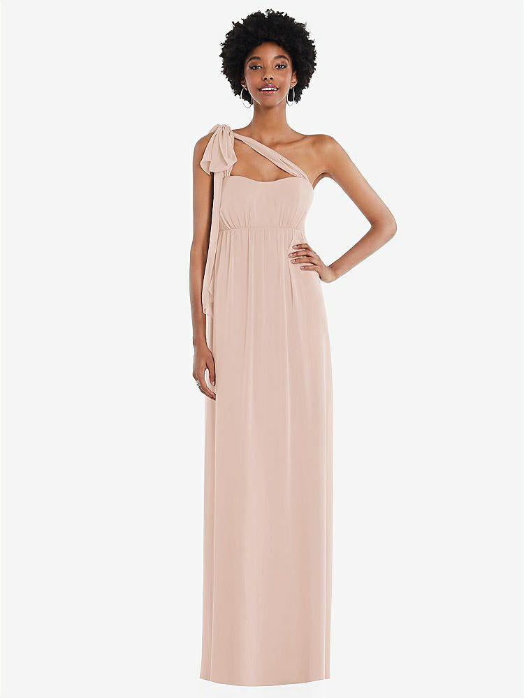 【STYLE: 1564】Convertible Tie-Shoulder Empire Waist Maxi Dress【COLOR: Cameo】
