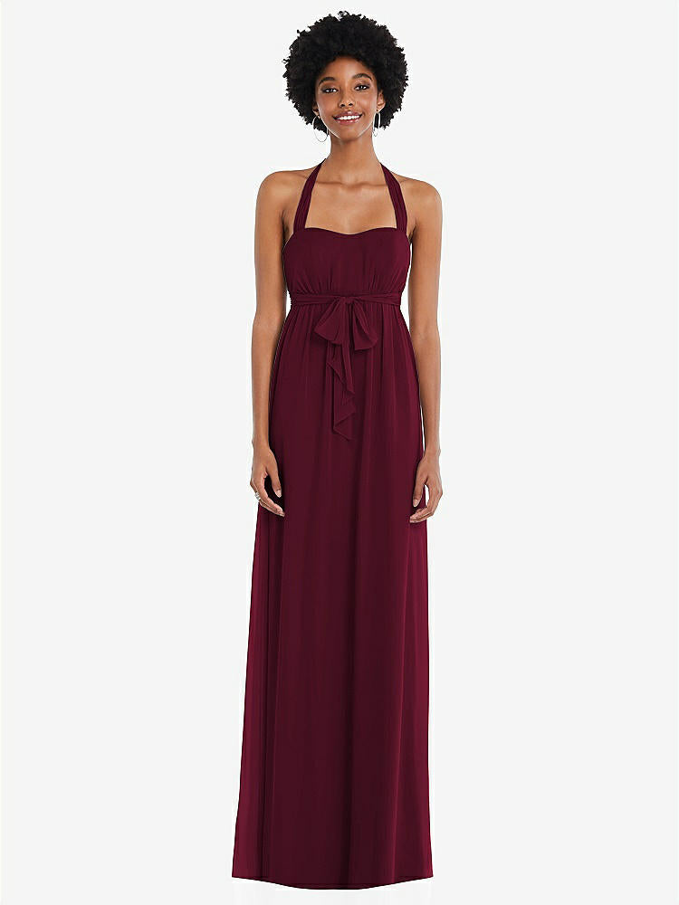 【NEW】【STYLE: 1564】コンバーチブル タイショルダー 帝国 ウエスト マキシ ドレス【COLOR: Cabernet】【SIZE: 00-30W】