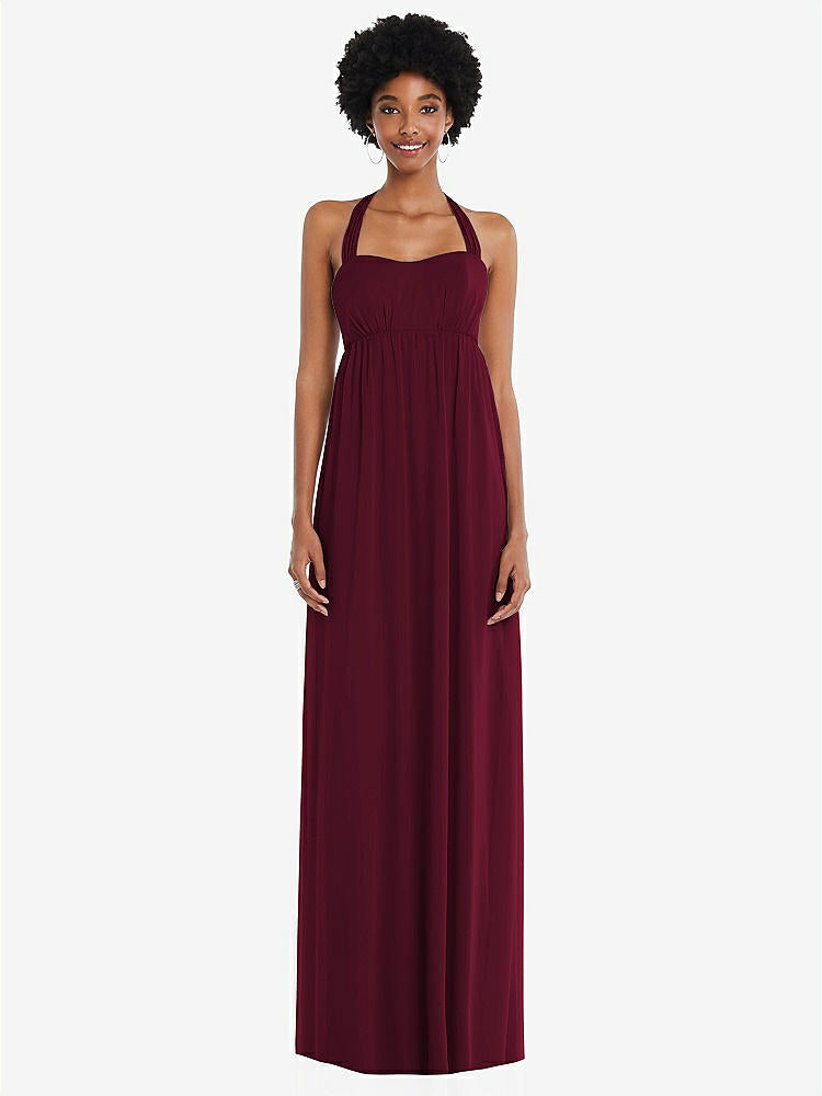【NEW】【STYLE: 1564】コンバーチブル タイショルダー 帝国 ウエスト マキシ ドレス【COLOR: Cabernet】【SIZE: 00-30W】