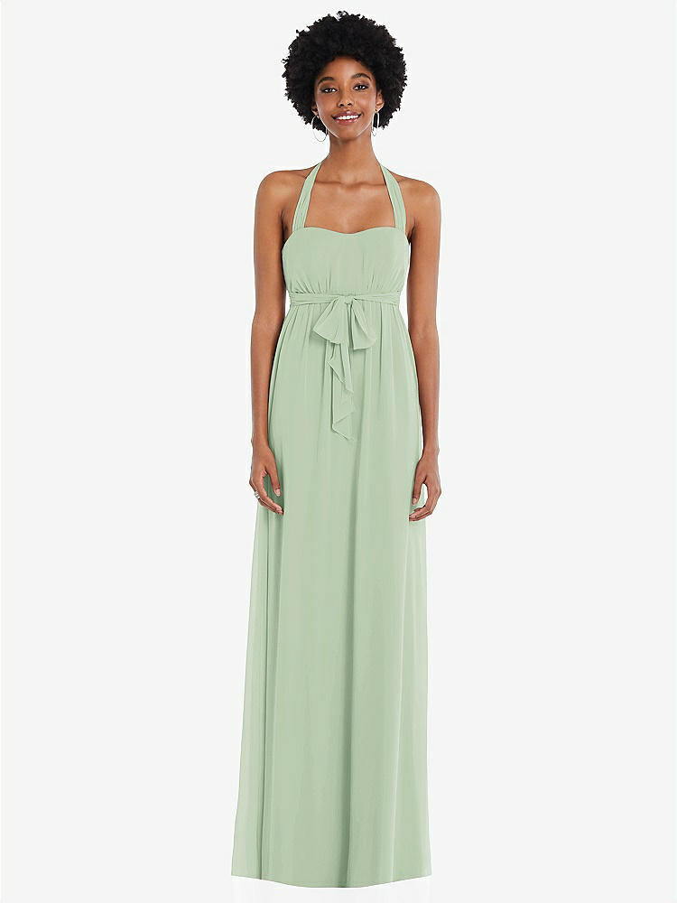 【STYLE: 1564】Convertible Tie-Shoulder Empire Waist Maxi Dress【COLOR: Celadon】