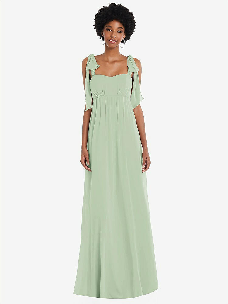 【STYLE: 1564】Convertible Tie-Shoulder Empire Waist Maxi Dress【COLOR: Celadon】