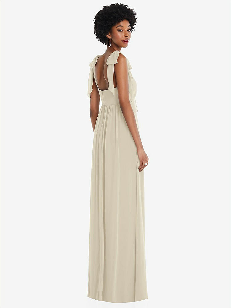 【STYLE: 1564】Convertible Tie-Shoulder Empire Waist Maxi Dress【COLOR: Champagne】