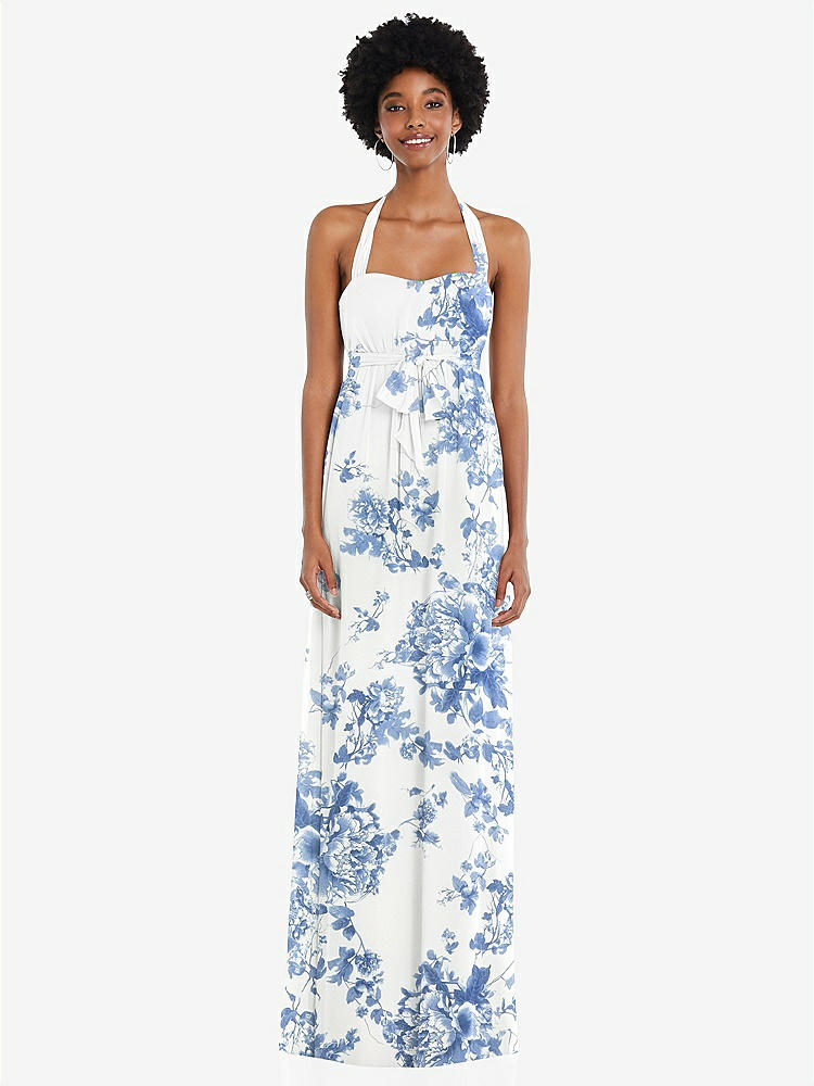 【NEW】【STYLE: 1564】コンバーチブル タイショルダー 帝国 ウエスト マキシ ドレス【COLOR: Cottage Rose Dusk Blue】【SIZE: 00-30W】