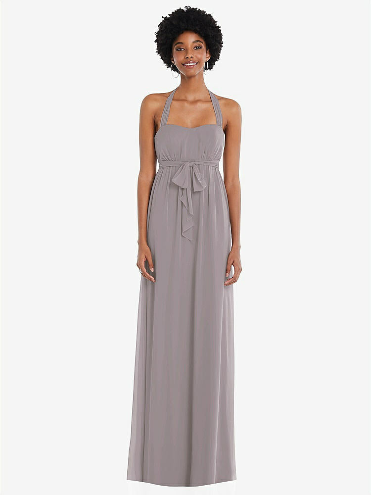 【STYLE: 1564】Convertible Tie-Shoulder Empire Waist Maxi Dress【COLOR: Cashmere Gray】
