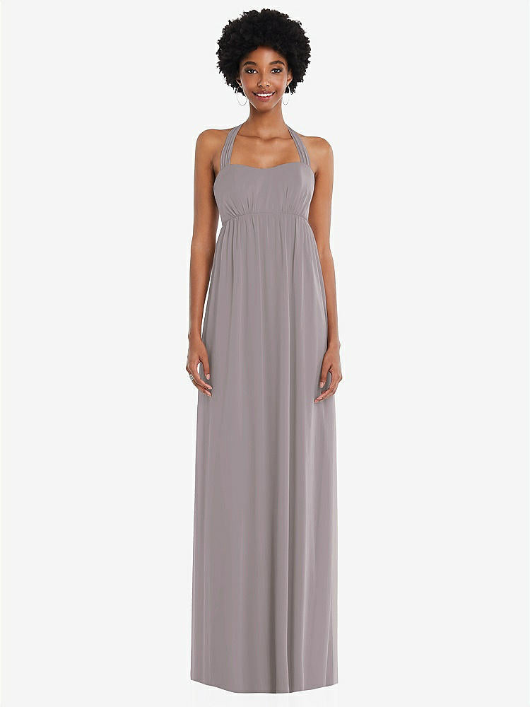 【STYLE: 1564】Convertible Tie-Shoulder Empire Waist Maxi Dress【COLOR: Cashmere Gray】