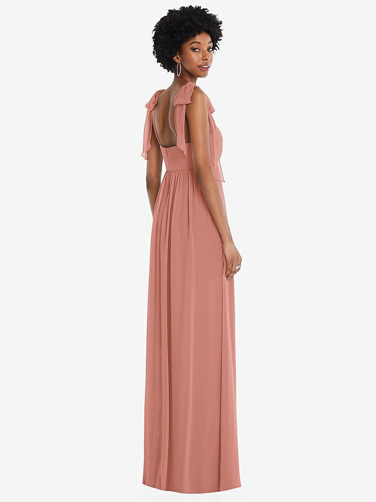 【STYLE: 1564】Convertible Tie-Shoulder Empire Waist Maxi Dress【COLOR: Desert Rose】
