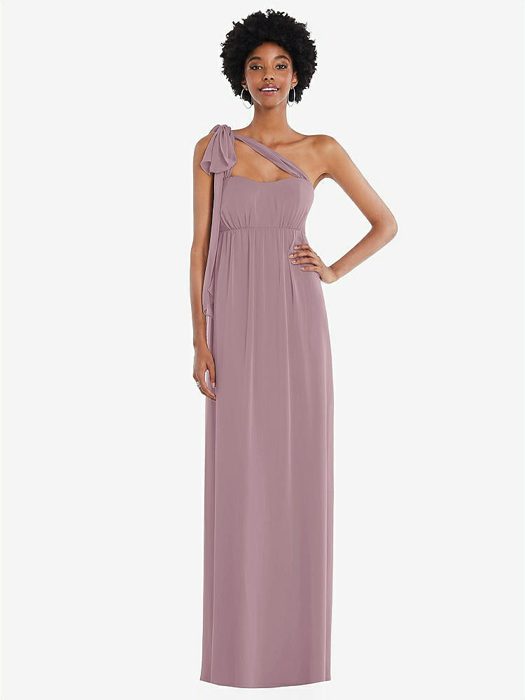 【STYLE: 1564】Convertible Tie-Shoulder Empire Waist Maxi Dress【COLOR: Dusty Rose】
