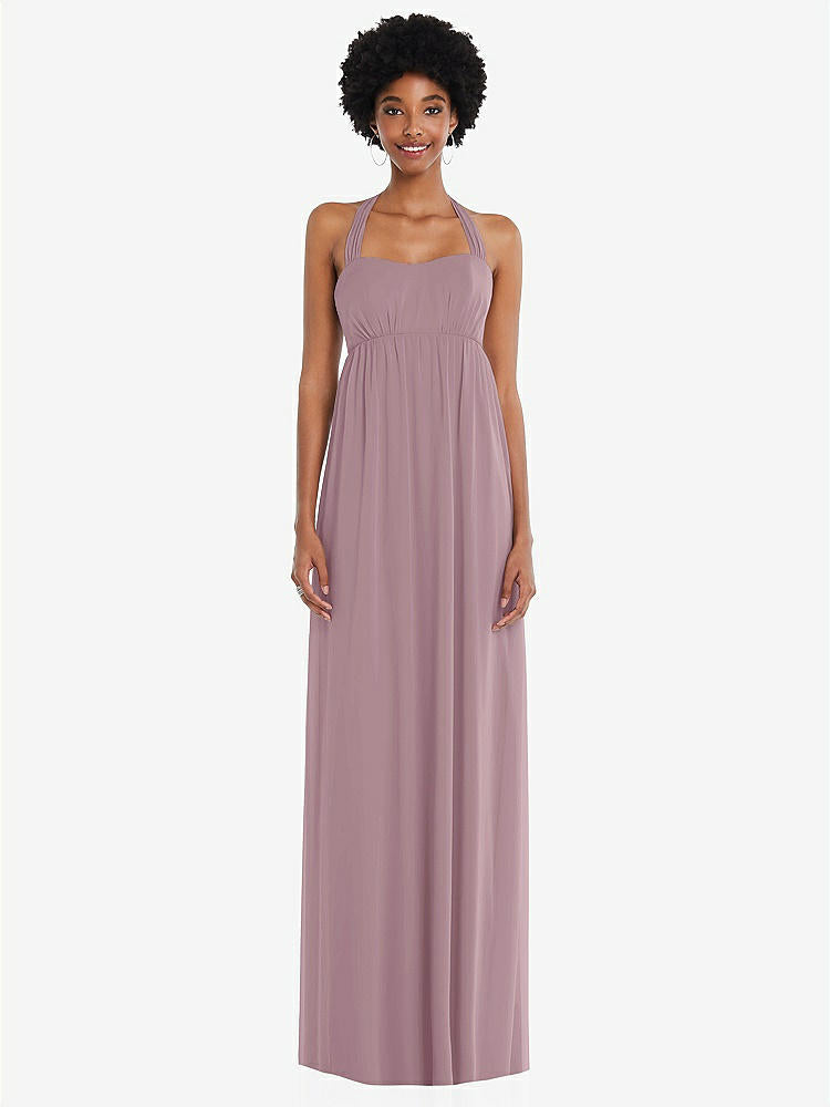 【STYLE: 1564】Convertible Tie-Shoulder Empire Waist Maxi Dress【COLOR: Dusty Rose】