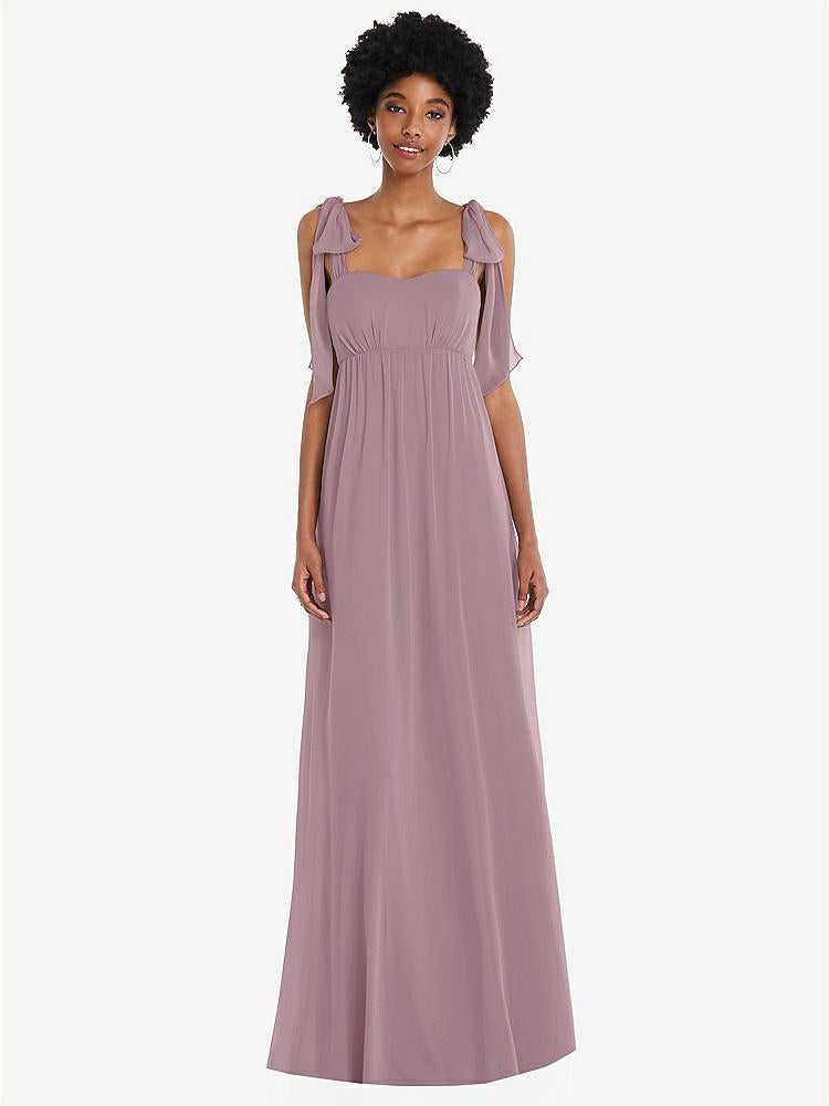 【STYLE: 1564】Convertible Tie-Shoulder Empire Waist Maxi Dress【COLOR: Dusty Rose】